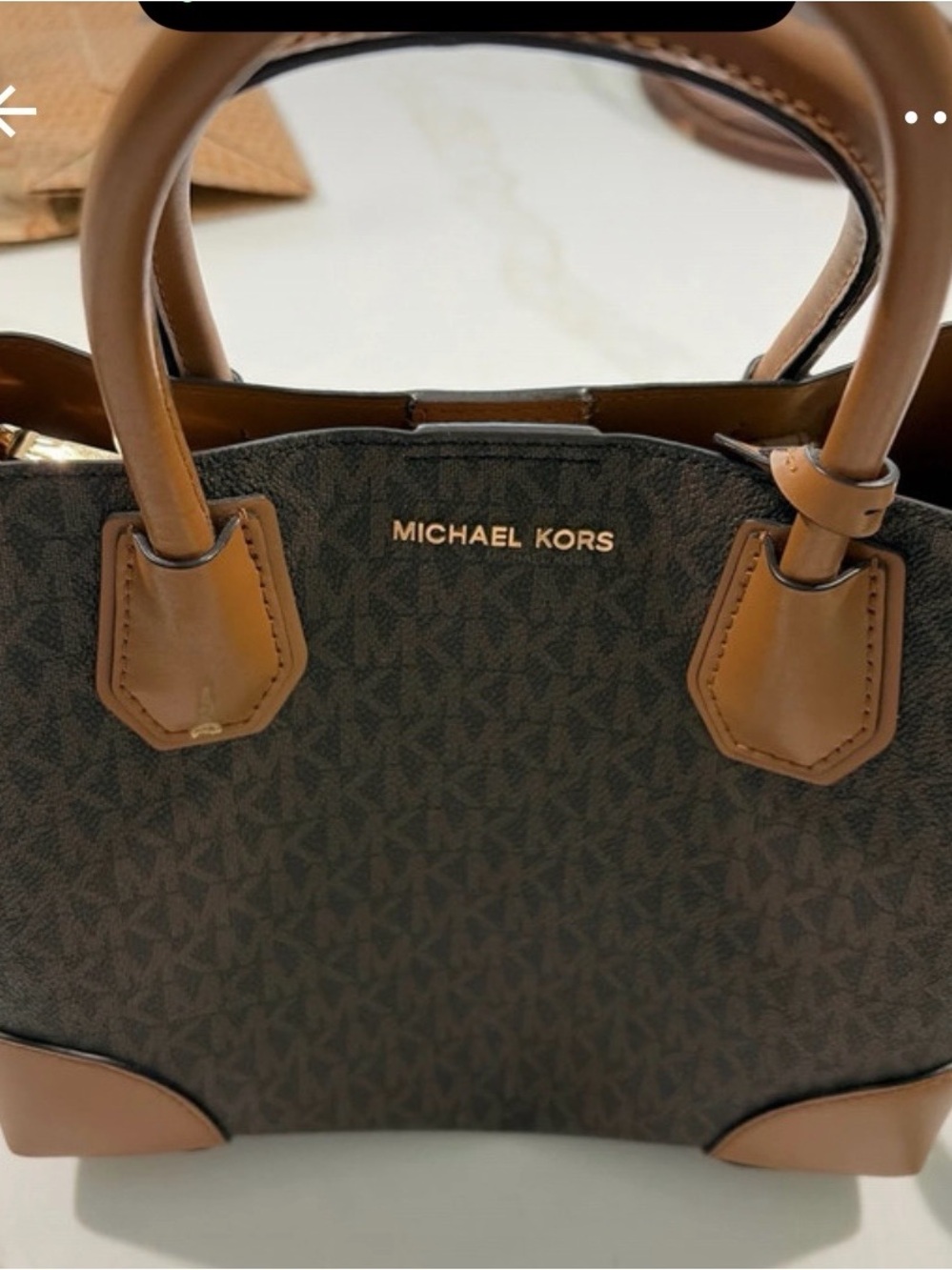 Michael Kors Brown and Tan Signature Top-Handle Satchel
